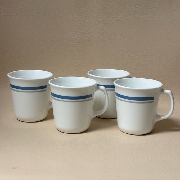 4 Corning Corelle Allegro
Coffee Mugs 8 oz Blue Gray
Band Cups 3.5" - Picture 1 of 6